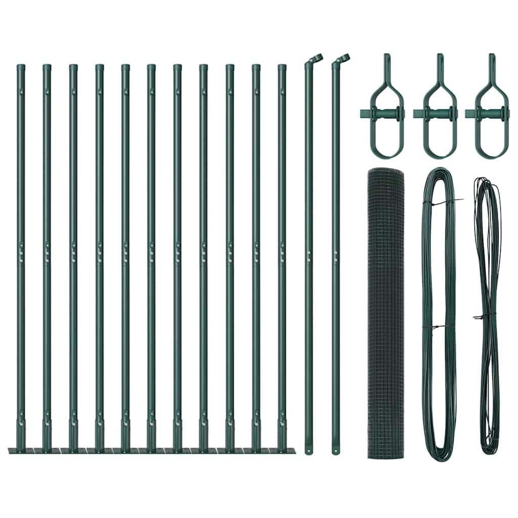 Green Steel Fence Post 25 x 1.2 m 16x16 mm Mesh Outdoor Garden Enclosure Kit with Concrete Posts Weather Resistant Modular Design for Secure Perimeter