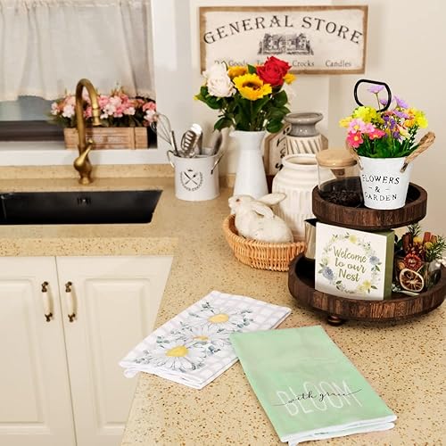 Miniatura 7 de Toallas de cocina de primavera para decoración del hogar, paños de cocina a cuadros de búfalo de 18 x 26 pulgadas, ultra absorbentes, paño de secado