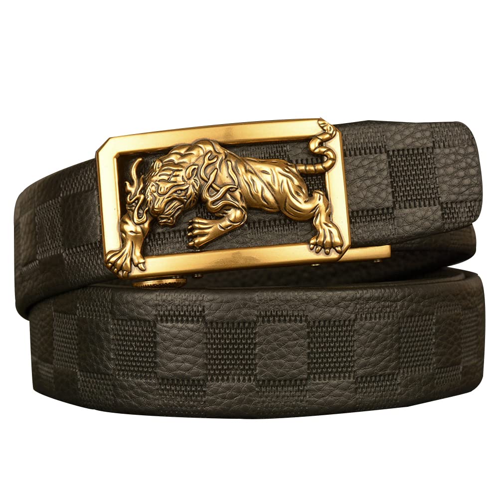 BDAYEK Men's Belt Men's Leather Belt Floral Pattern Interchangeable Buckle 130Cm 51Inch Adjustable Ratchet