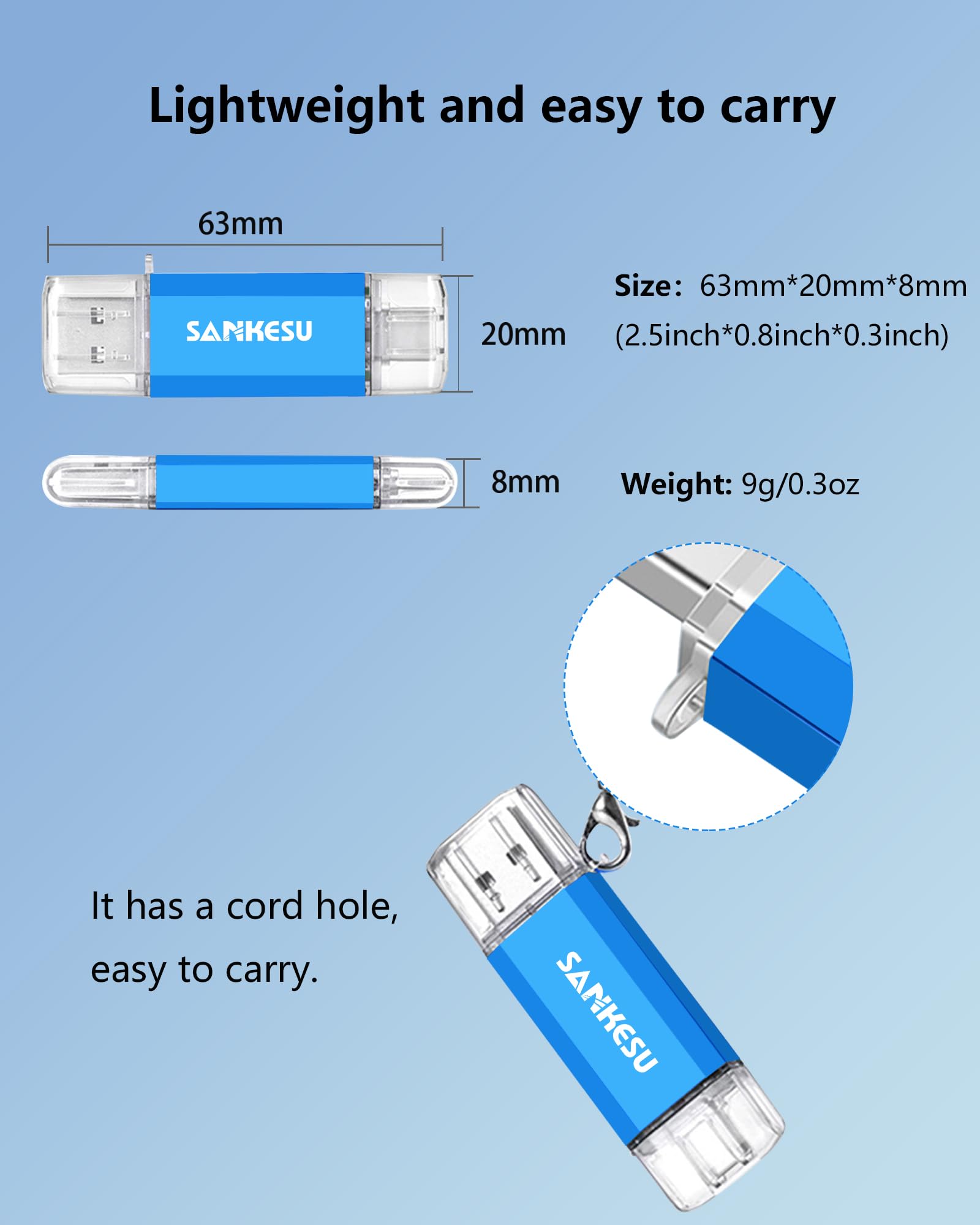 Lot de 3 clés USB C 2 en 1 128 Go USB-A + Type-C 3.1 OTG
