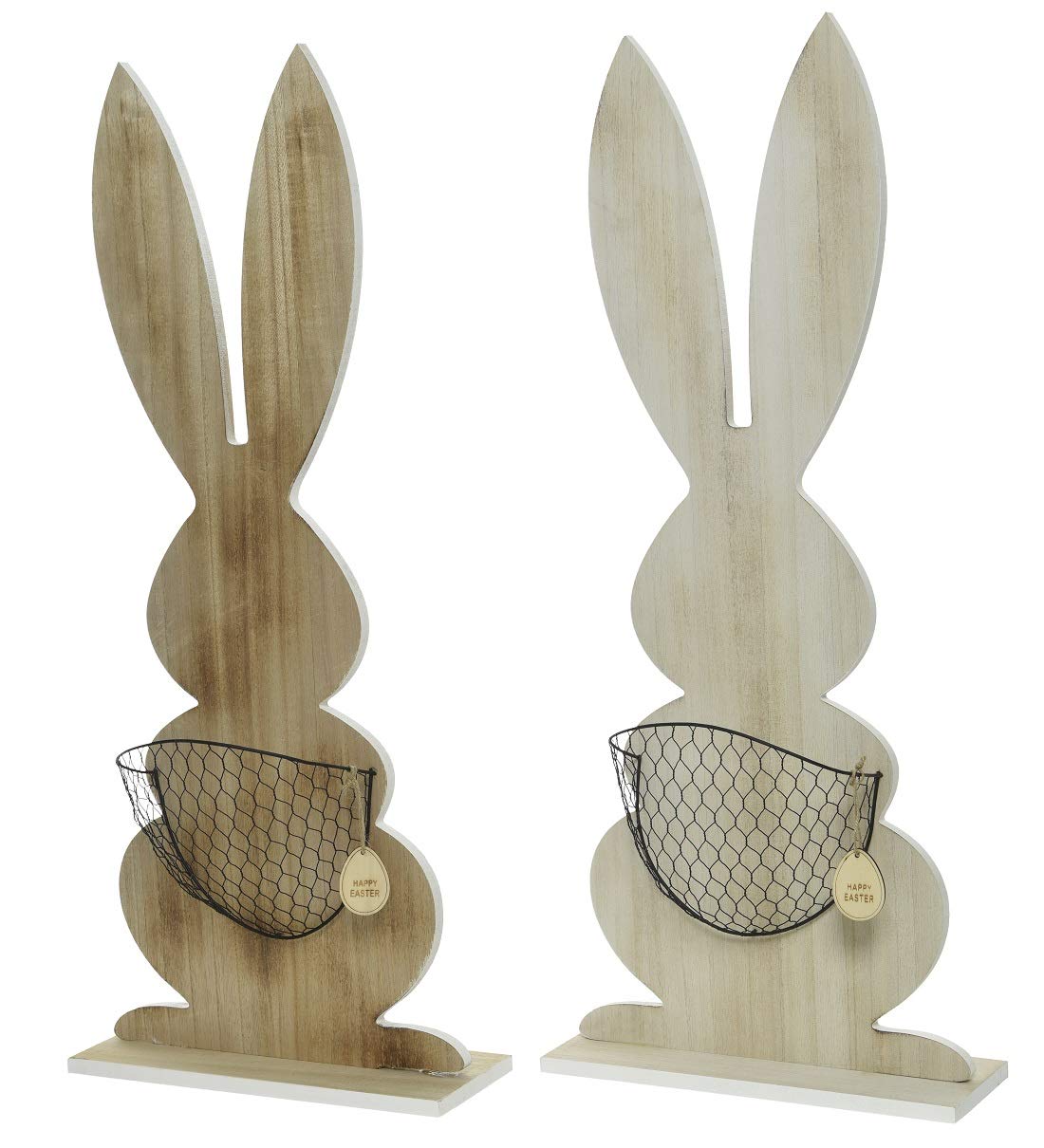 Kaemingk großer frühlingshafter putziger Deko-Hase Osterhase als Silhouette aus Holz mit Eierkorb Preis für 1 Stück