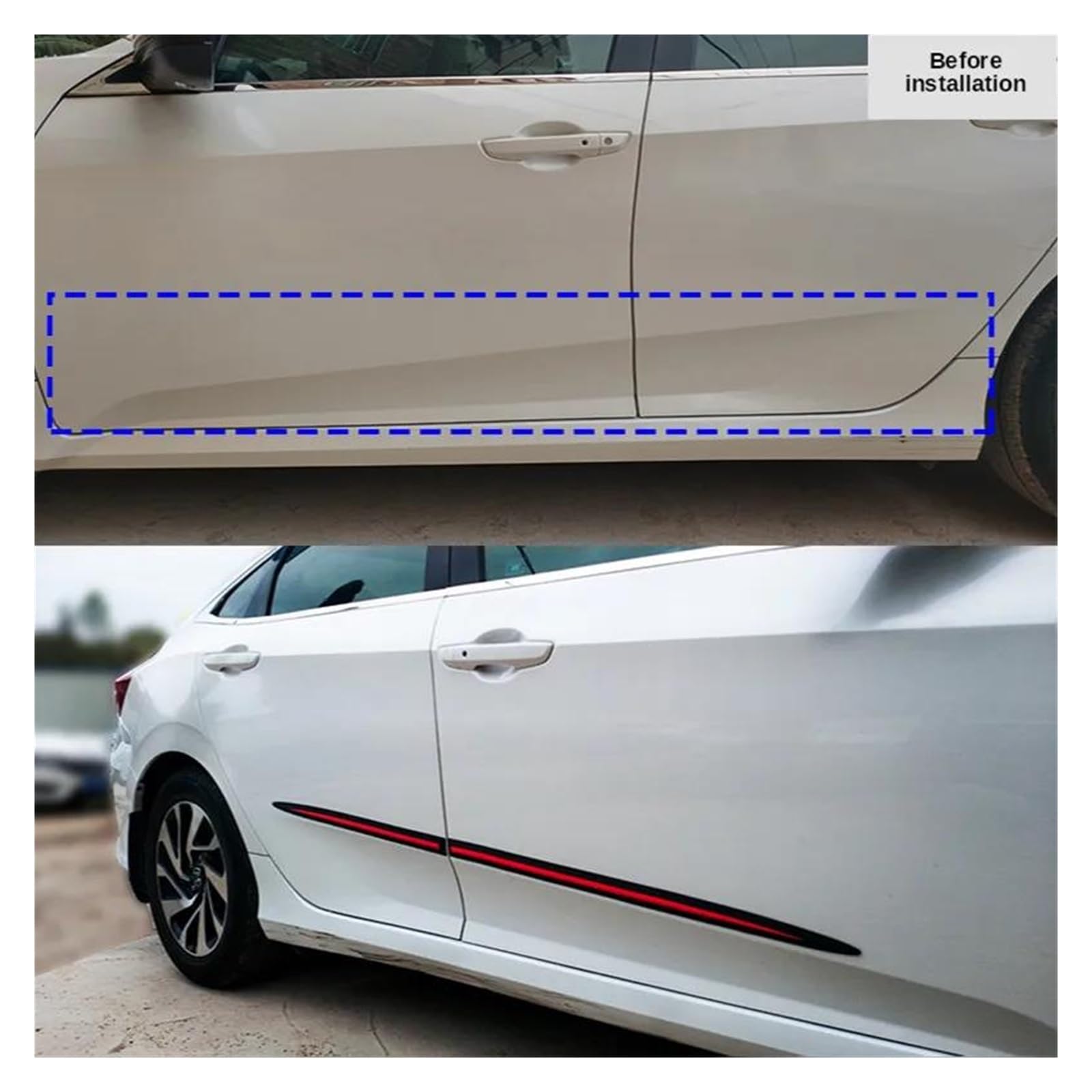Divisor Protector Borde Puerta Lateral Coche Tira Suave Protección Adhesivo Decorativo Antiarañazos 75-60 Cm Largo Faldón Lateral(Negro)