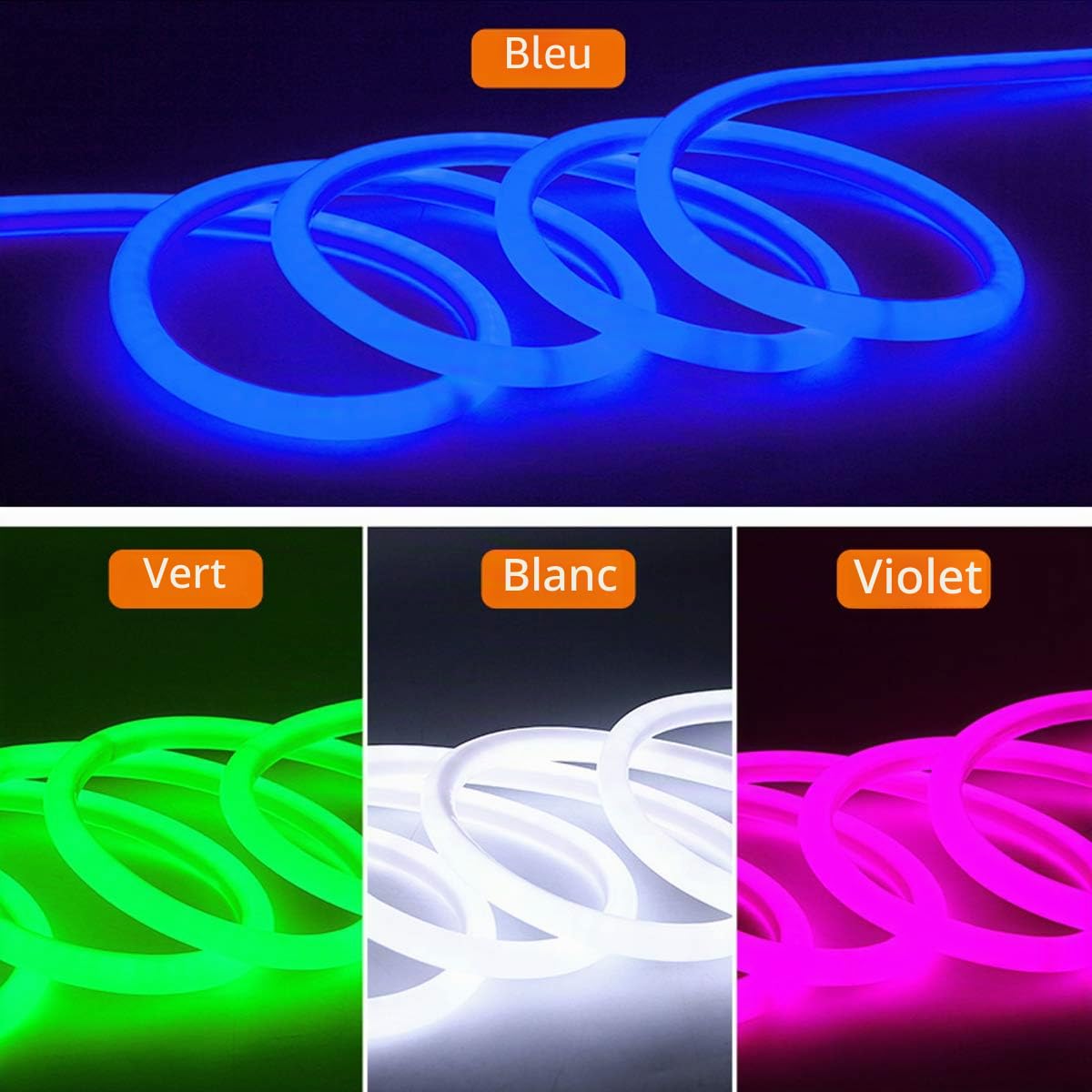 10m Ruban de néon ronde, luminescent à 360° - Blanc Chaud, Bande LED 2835 SMD 120 LEDs/m, éclairage lumineux sans points de lumière, 220V 230V strip, IP65 étanche