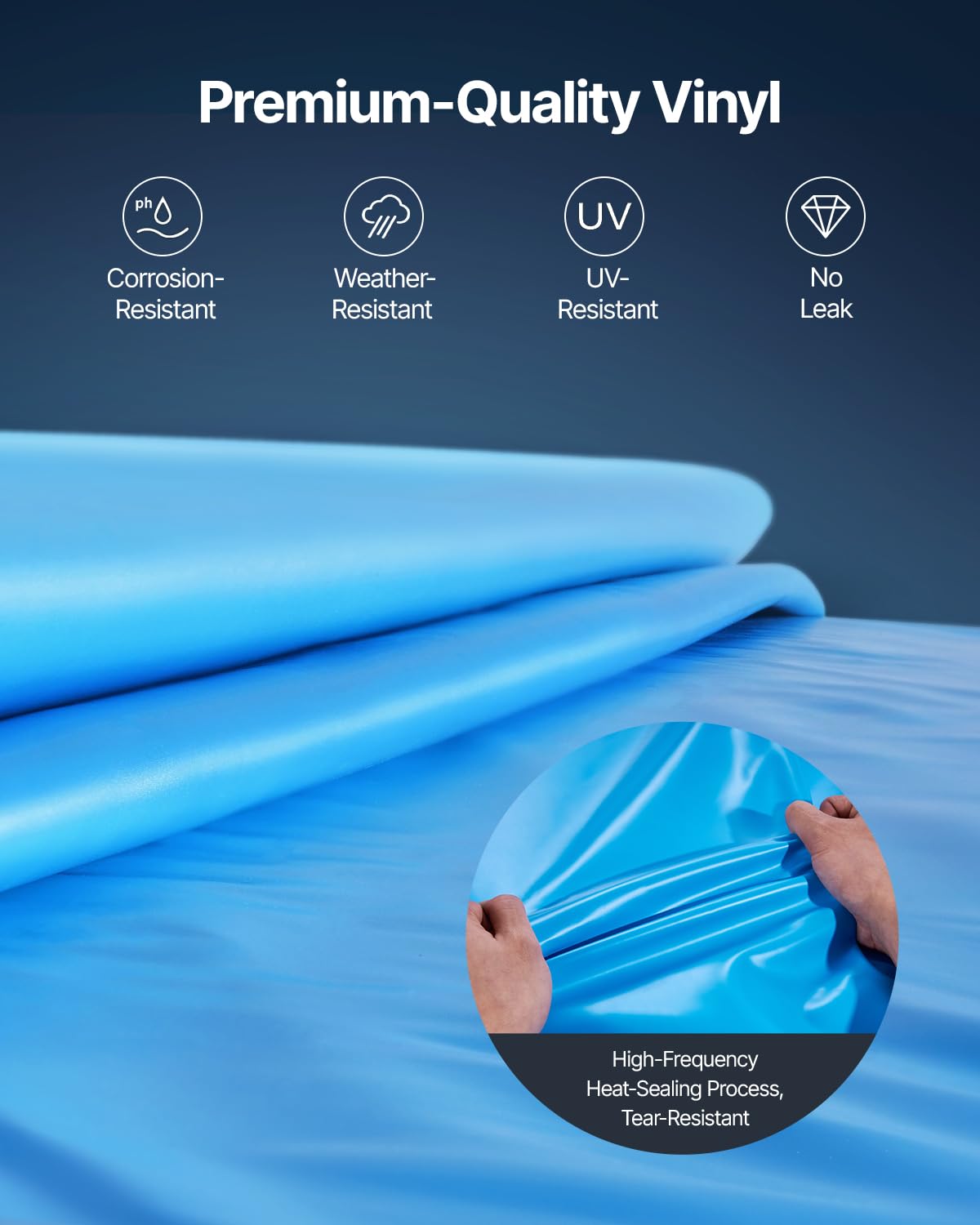 VEVOR Revestimiento para Piscina Redonda 350 cm Calibre Estándar Revestimiento de Vinilo para Piscina de Altura de Pared de 120 cm Revestimiento de Repuesto para Piscinas Elevadas, Color Sólido
