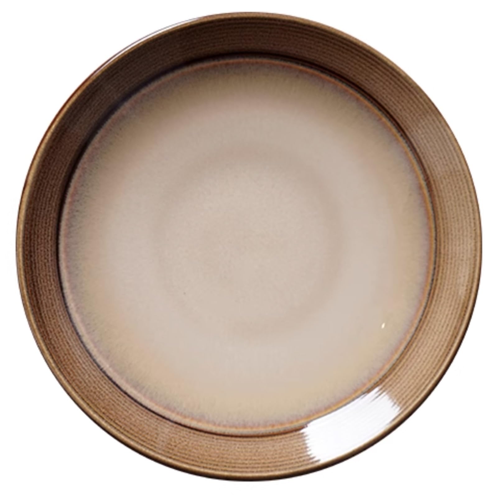 Dining Plates Porcelain Tableware Dinner Plate, Brown Glazed Flat Disc Round Household Commercial Restaurant Plate, Shallow Plate Steak Plate Dish (Size : 8")