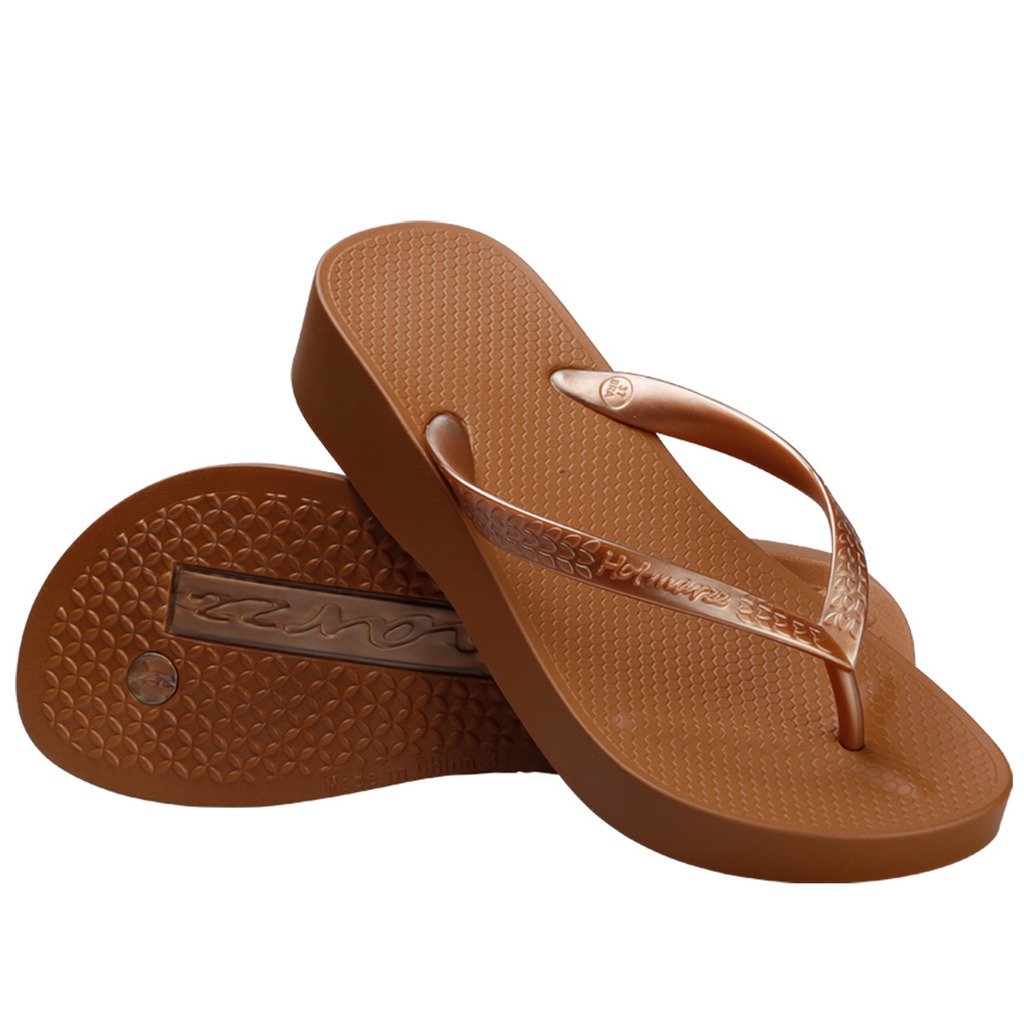 Hotmarzz Women's Platform Flip Flop Wedge Sandal Summer Beach Slippers Size 4 B(M) US / 35 EU, Coffee