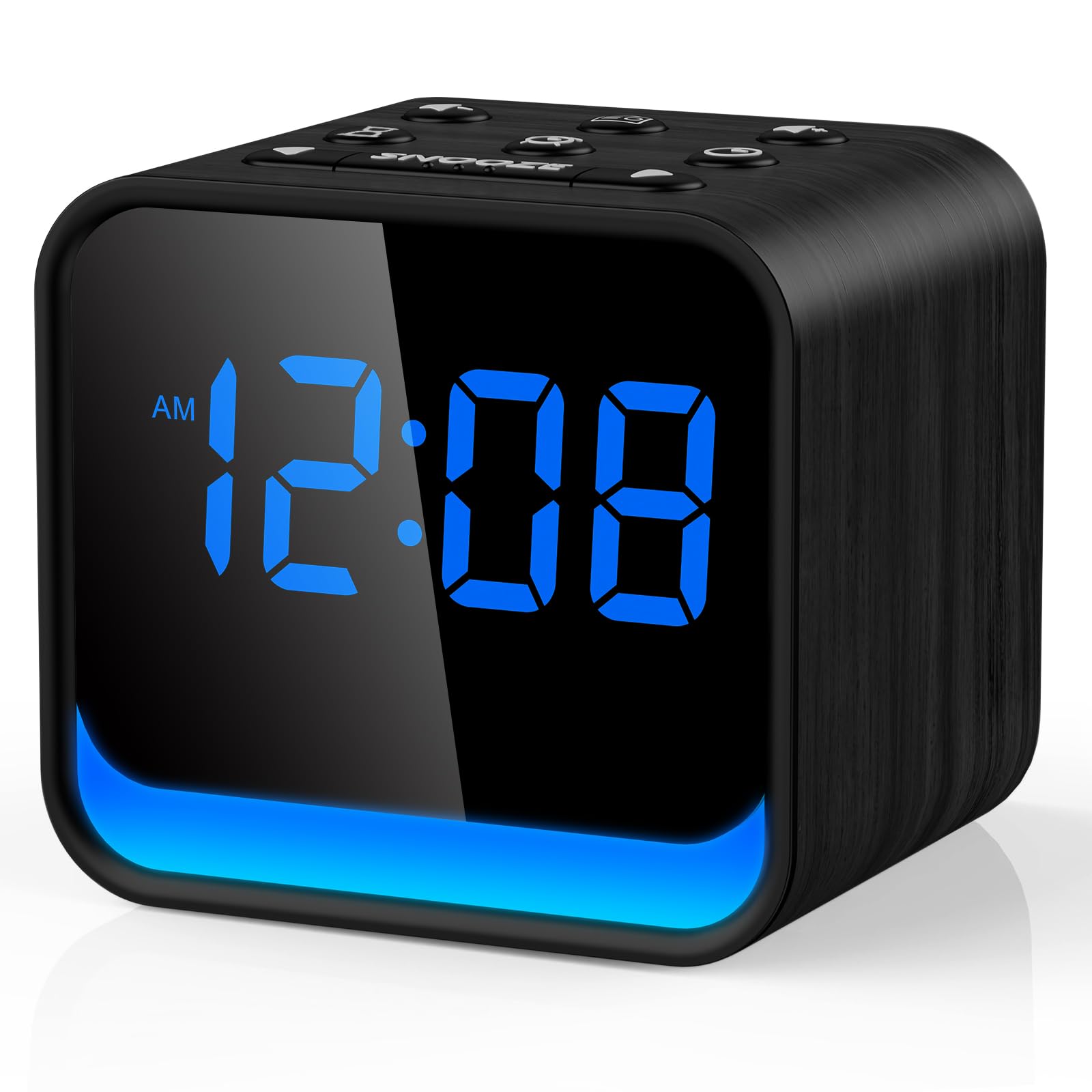 HOUSBAY Wooden Radio Alarm Clock - Dimmable Display for at-a-Glance Clock, Sleep-Friendly Light, Natural Alarm & Premium FM Radio for a Gentle Wake-Up