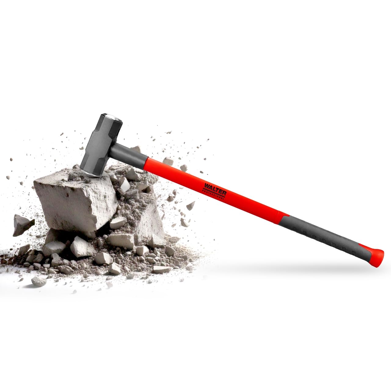 WALTER PROFESSIONAL Vorschlaghammer 4,5 kg 90 cm, Abbruchhammer, Sledge Hammer, vibrationsdämpfender Fiberglas-Griff für bequeme Handhabung und präzise Steuerung, robust und langlebig