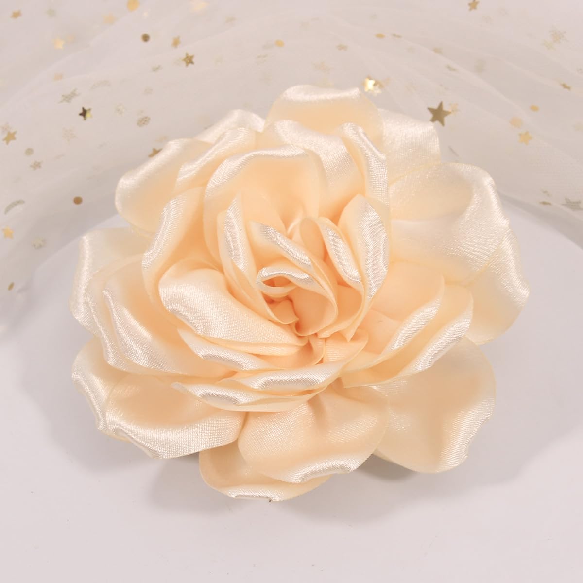 Mecool Rose Hair Clip Party Hochzeit Brosche Corsage Haar Kopf Clip Kopfschmuck Blume Haar Pin Rose Haar Barrette Zubehör für Frauen Mädchen-Beige Weiße