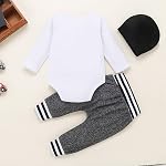 Newborn Baby Boy Clothes to The Crew Printed Romper+Pants+Little Man Hat Baby Boys Outfit Clothing Set