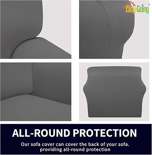 Miniatura 4 de Easy-Going Funda elástica de vellón para sofá de elastano, suave, antideslizante, lavable, protector de muebles con espuma antideslizante y parte