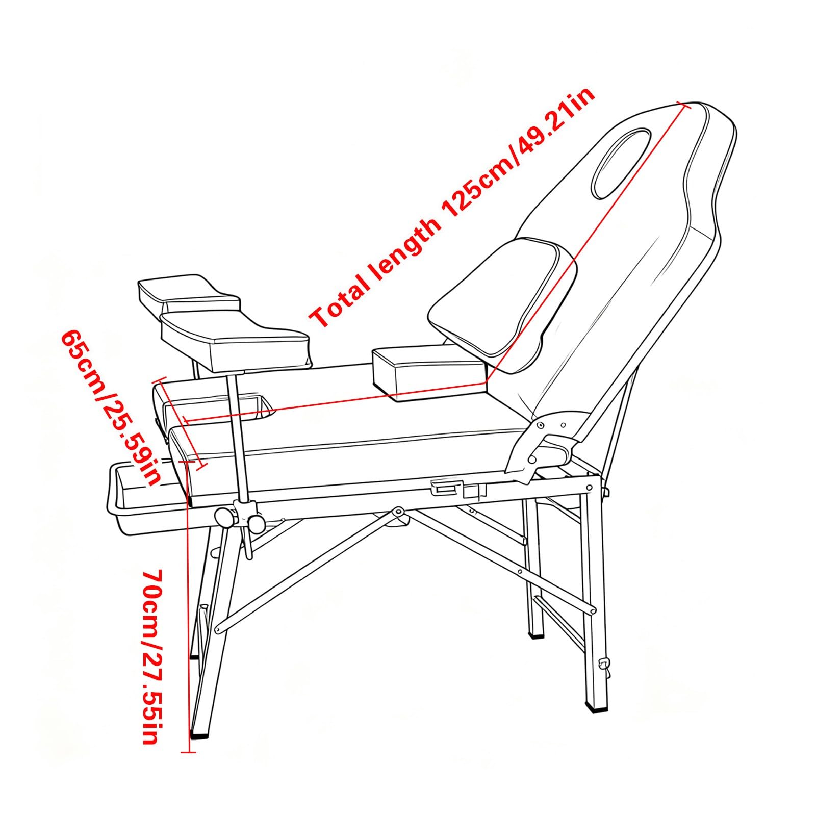 Klappbare Massageliege mit ergonomischer Kopfstütze, Tragbarer Klapp-Gynäkologie Operationsbett,Liefertisch Medizinischer privater Pflegestuhl red,125 * 65 * 70cm