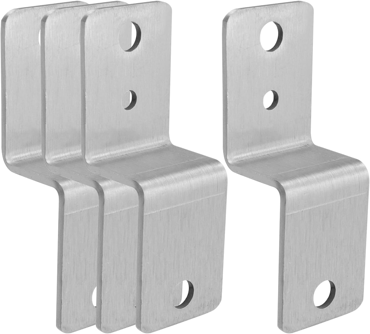 4pcs Z Brackets 2" × 1 3/16" Door Barricade Brackets Silver Double Angle Brace Stainless Steel Drop Open Bar Holders 90° Shelf Bracket for Furniture Garage Barn Gate