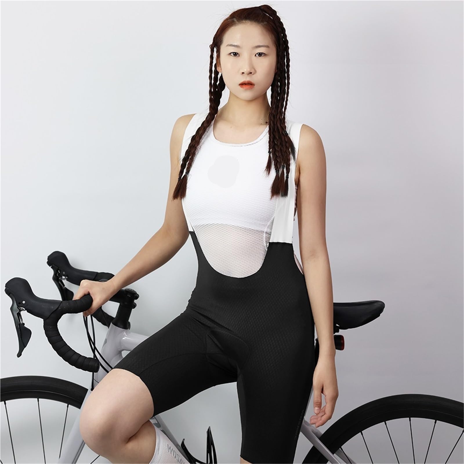 Collants De Cyclisme Femmes Cyclisme Cuissard Collants VTT Combinaison Femme Bretelles Bavoirs Route vélo vêtements Pro été(Black Pants,XS)