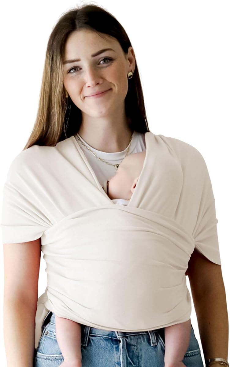 Organic Cotton Baby Carrier Wrap Newborn to 18 Months - Natural | Hands-Free Baby Wraps Carrier, Easy-Tie Baby Sling Carrier, Baby Wearing Carrier Wrap with Organic Cotton (7-35 lbs)