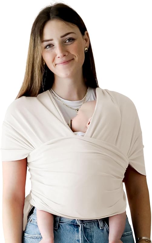 Organic Cotton Baby Carrier Wrap Newborn to 18 Months - Natural | Hands-Free Baby Wraps Carrier, Easy-Tie Baby Sling Carrier, Baby Wearing Carrier Wrap with Organic Cotton (7-35 lbs)