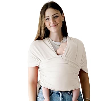 snuggle me Baby Wrap | Hands-Free Baby Wraps Carrier, Easy-Tie Baby Sling Carrier, Baby Carrier Wrap with Organic Cotton, Baby Wearing Wrap for Newborns from 0 to 18 Months 7-35 lbs - Natural