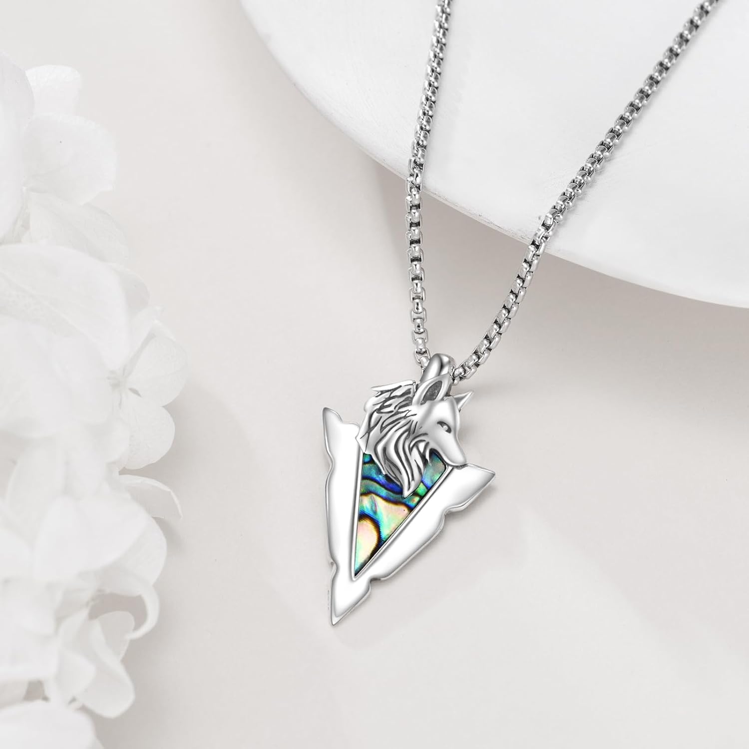 Wolf Necklace Sterling Silver Arrowhead Necklace Pendant Necklace Wolf Jewelry Birthday Gifts for Women Men - Image 5