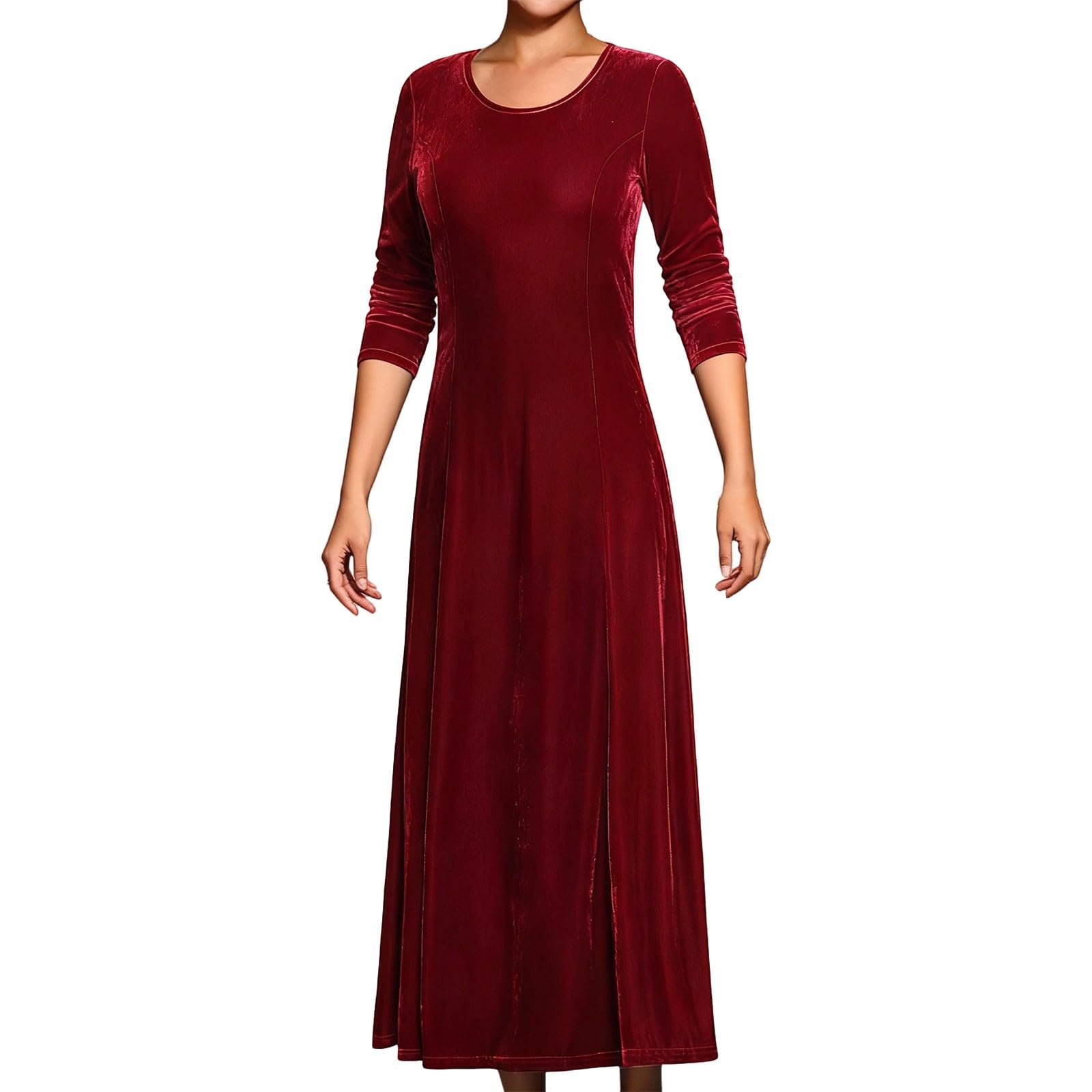 Vestito Donna Natalizio-Abito Velluto Donna-Elegante Abito Casual in Velluto per Feste E Abbigliamento Autunnale con vestibilità Aderente