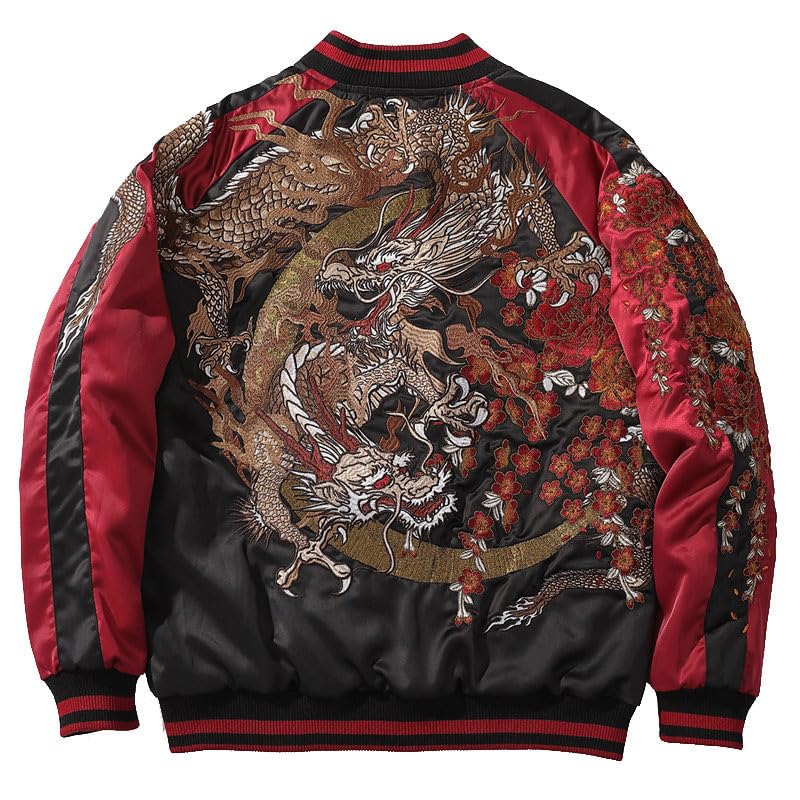 USTZFTBCL Heavy Industry Dragon Embroidery Autumn Baseball Uniform Jacket Embroidered Coat Youth Trendy Casual Coats Couples4