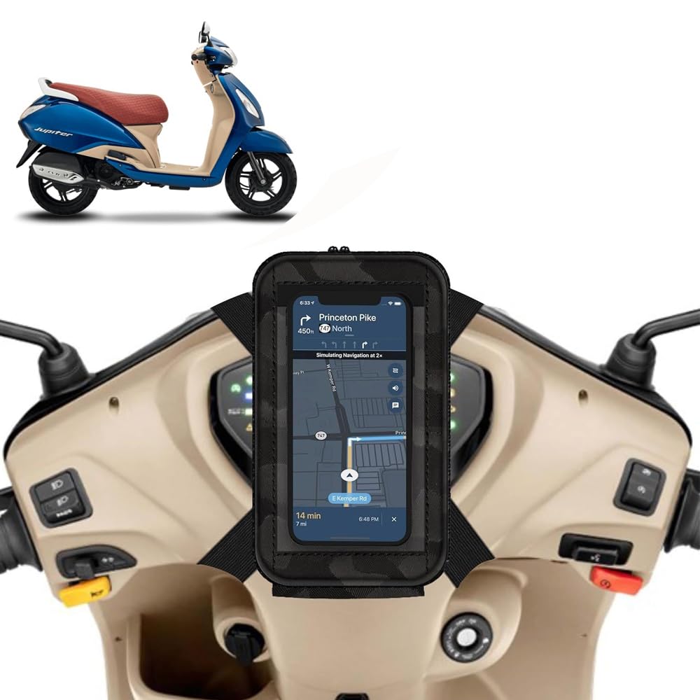 Universal Mobile Holder/Stand/Mount Pouch for Scooters Scooty for Jupiter Grande (Black-picture-25
