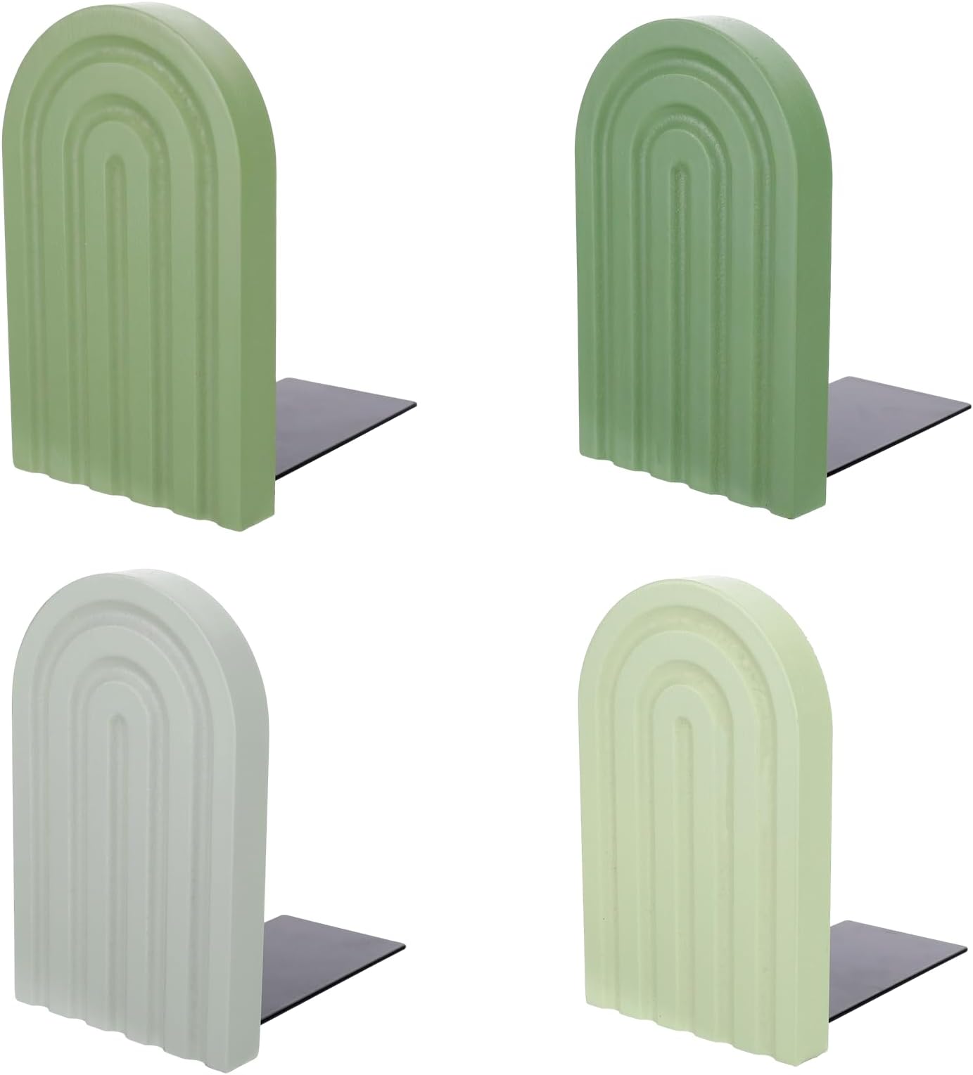 4Pcs Boho Arch Wood Bookends, Boho Arch Bookends Bookshelf Decor, Cute Book Stopper Decorative, Non Skid Book Holder for Heavy Books,Home Library Decor