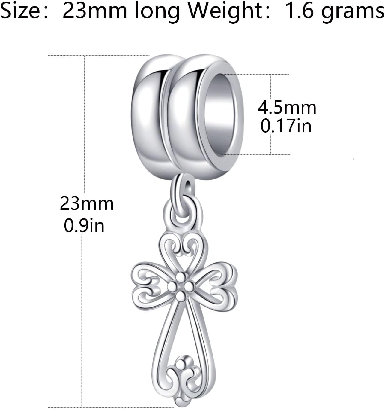 Filigree Heart Cross Charm 925 Sterling Silver Bible Bead Keep Faith Anniversary Christmas Pendant for Pandora Bracelets - Image 2