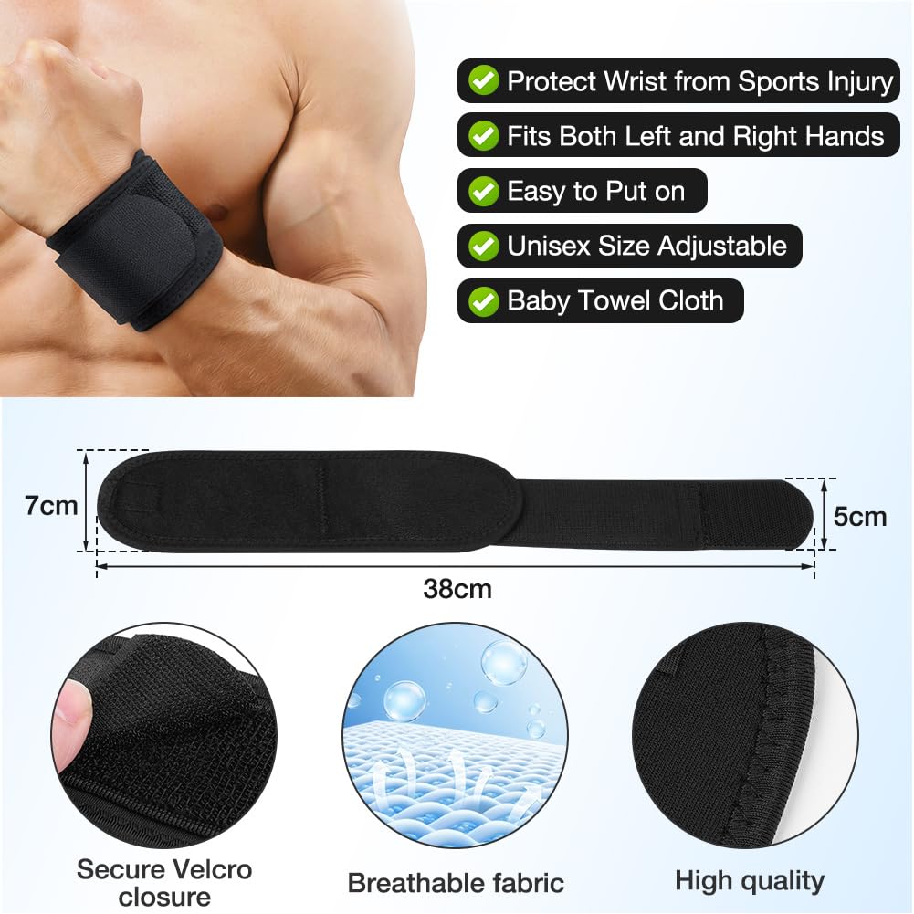 HOTUT Polsiere Palestra Regolabile,2 Pezzi Fasce per Stabilità del Polso,Polsini per Allenamento,Polsiere Palestra Uomo per Sollevamento Pesi,Fitness,Gym,Powerlifting,Bodybuilding,Calistenics