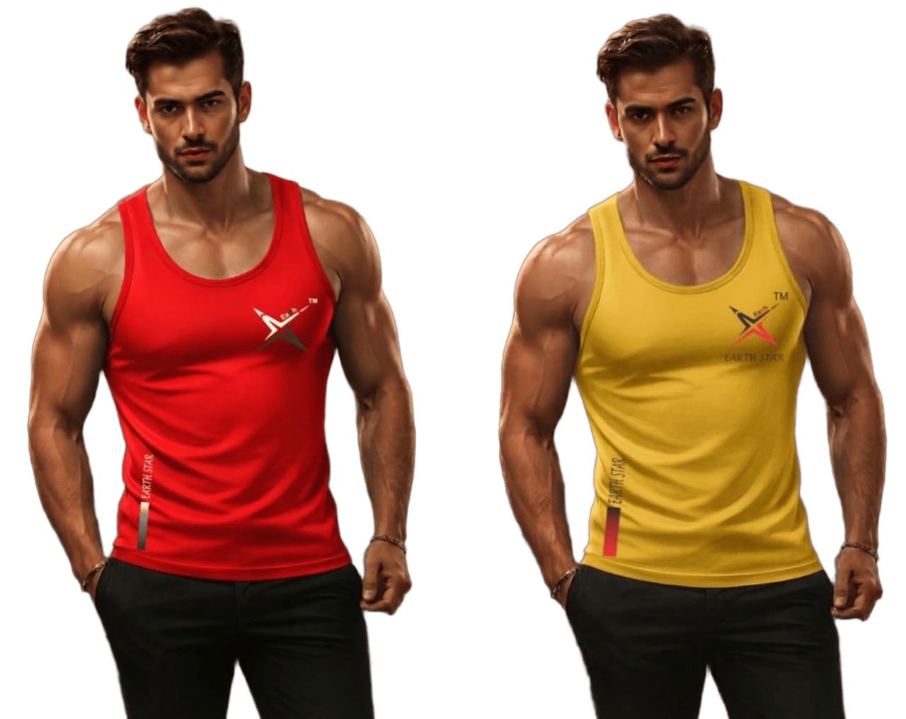 Men's Cotton Tank Top | Gym Vest for Man Graphic Logo Print Design for Workout | Sports Sleeveless | Sando | Round Neck | Men Sleeveless Gym Vest-(Pack of 2)-image-10