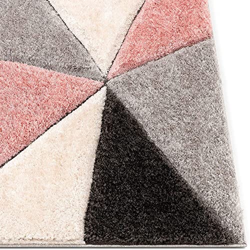 Image of F & B RUGS ; SUPERIOR QUALITY PRODUCTS Firoz and Brothers Handwoven Super Soft Indoor Modern Shag Microfiber USA Exported Carpet with 2. inchInch Silky Fluffy Smooth 6x6 feet Pink Grey
