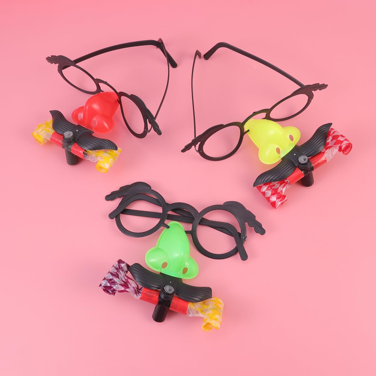 LIOOBO 10pcs Musical Blowouts Prank Novelty Glasses Classic Disguise Groucho Glasses Birthday Party Whistles Funny Nose Glasses Eye Mirror Party Blower Eyeglass Big Nose To Blow Random Color