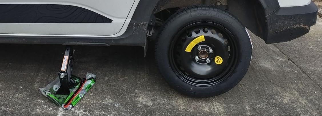 Kit Ruotino di Scorta 16" compatibile con Dacia Sandero - Sandero Stepway - Sandero Streetway con Cric, Chiave, Vite di fissaggio, Guanti e Sacca, solo per pneumatici 205/60R16 (135/90R16 (65x14 cm))