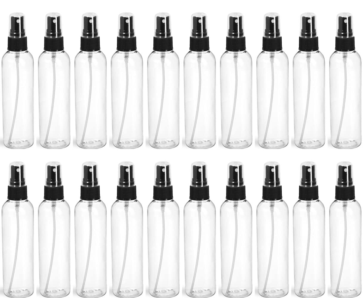 20 pcs Black 100 ml Empty Clear Spray Bottles with Fine Mist Sprayer & Dust Cap, Small Plastic Refillable Bottles for Cleaning Products, Essential Oils and Beauty-image-24