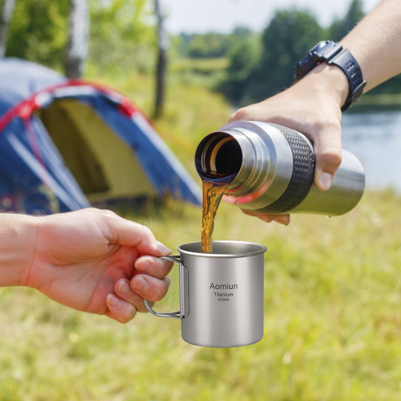 Tytanowy Garnek 750 Ml Tytanowy Kubek Kubek Składany Spork łyżka Kempingowa Składany Zestaw Przyborów z pokrywką Uchwyt Worek do