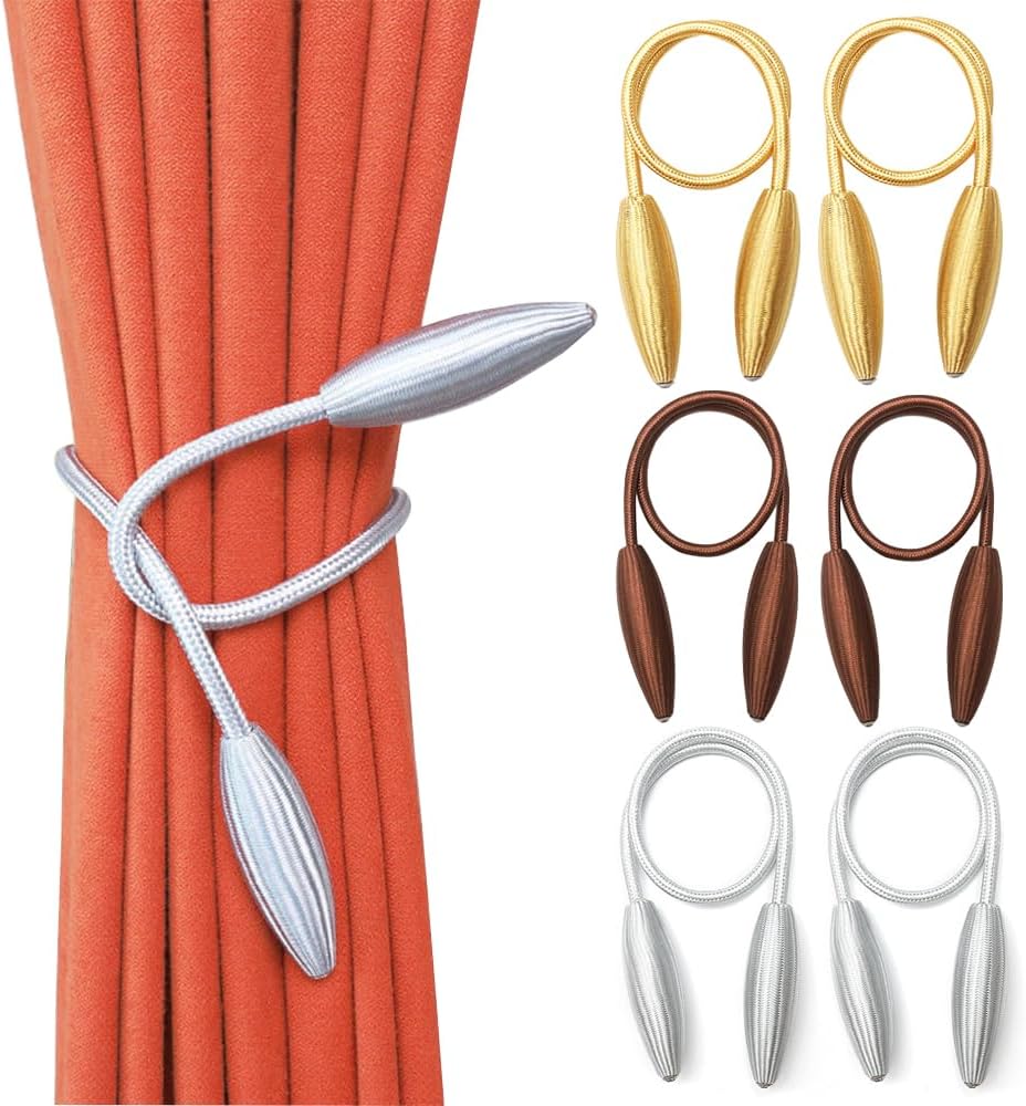 6 Pack Black Curtain Tiebacks Drapes Ties Window Draperies