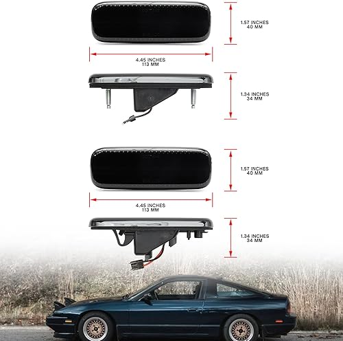 Miniatura 6 de Luces LED de posición laterales de repuesto para Ni'ssan 240SX S13 1989-1994 ámbar delanteras y traseras rojas luces de señal laterales rojas lente