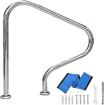 Swimming Pools Handrails for Inground Pool, Pool Safety Handrail with Quick Mount Base, Stainless Steel Pool Railing, Easy Mount Hand Grab Rail