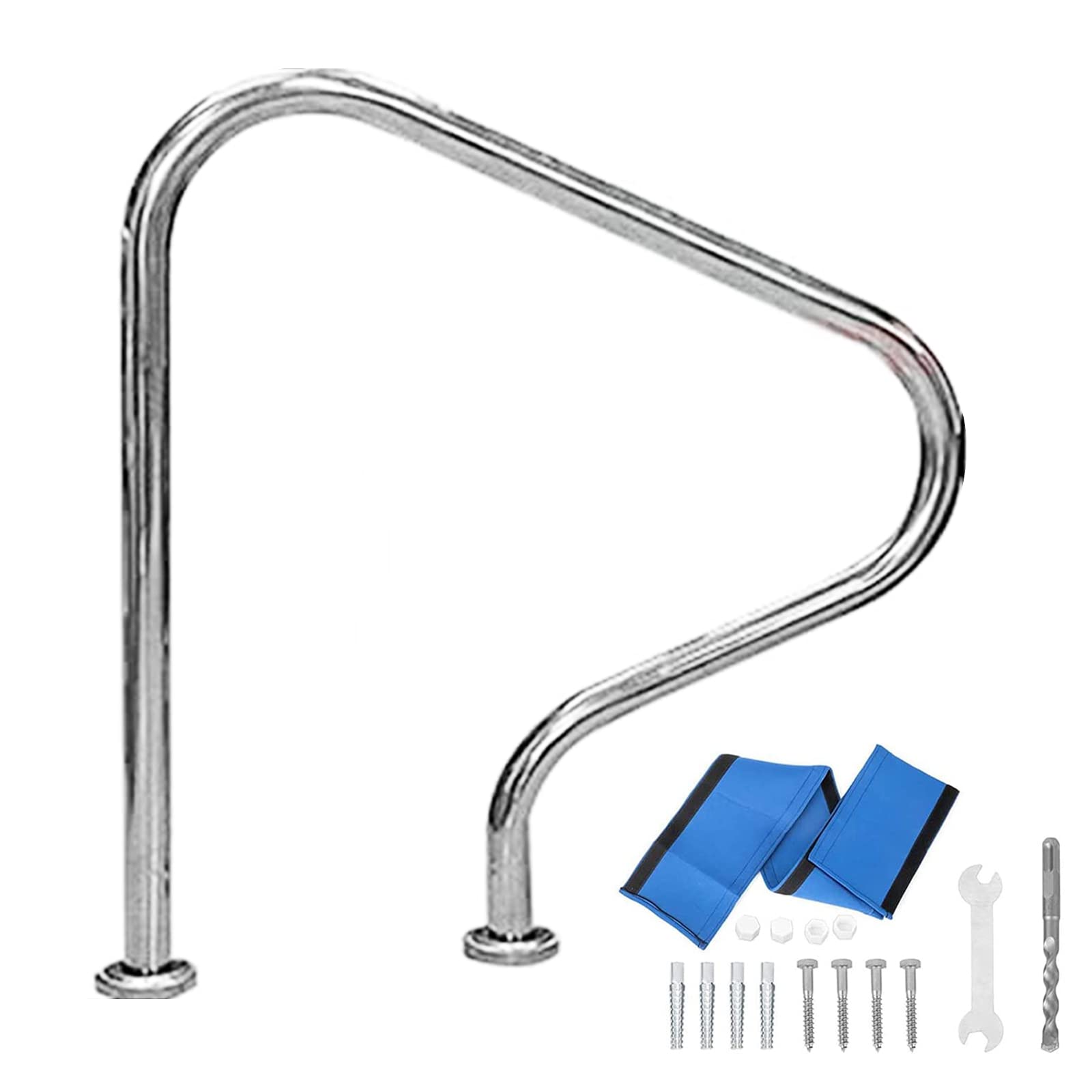 Pool Safety Handrails Pool Railing Water Handrail Deck Mounted Braced Stainless Steel Pool Stair Rail – Easy Mounting Swimming Pool Railing for Residential Use