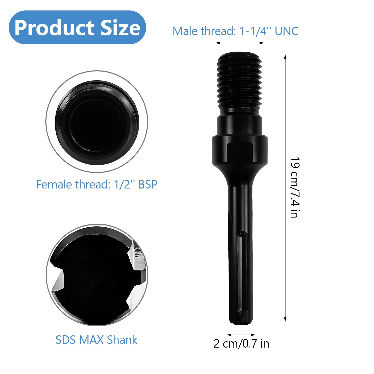 PRITOK SDS-MAX-Adapter 1 1/4 Inch UNC - Stalen Adapter Voor Kernboor, Diamantboor, Boorkroon Plus Verlenging