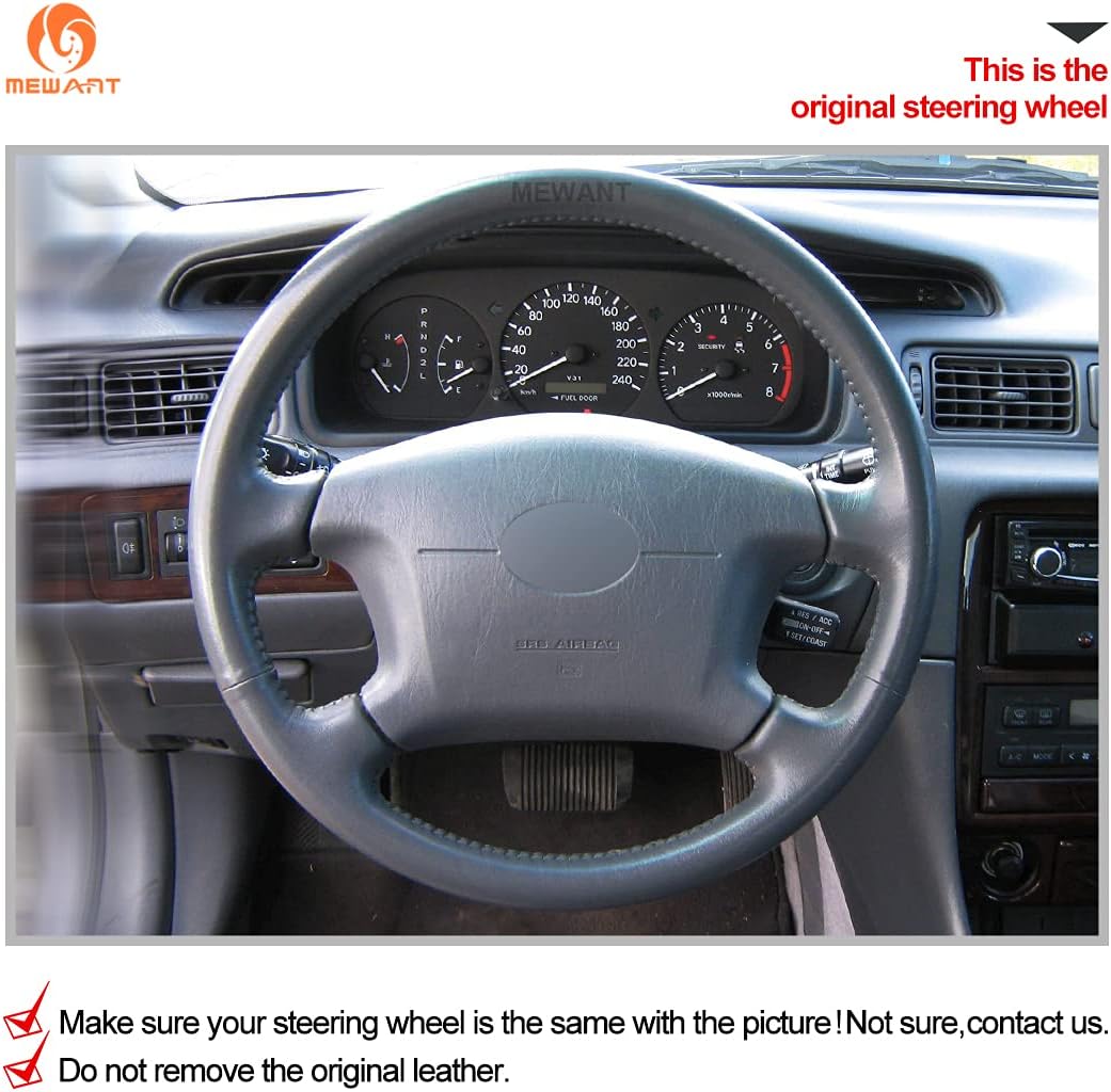 MEWANT Leather Car Steering Wheel Cover for Toyota 4Runner 1998-2002 / Camry 1997-2001 / Corolla 1998-2002 / Sienna 1998-2003 / Tundra 2000 / Steering Wheels Accessories