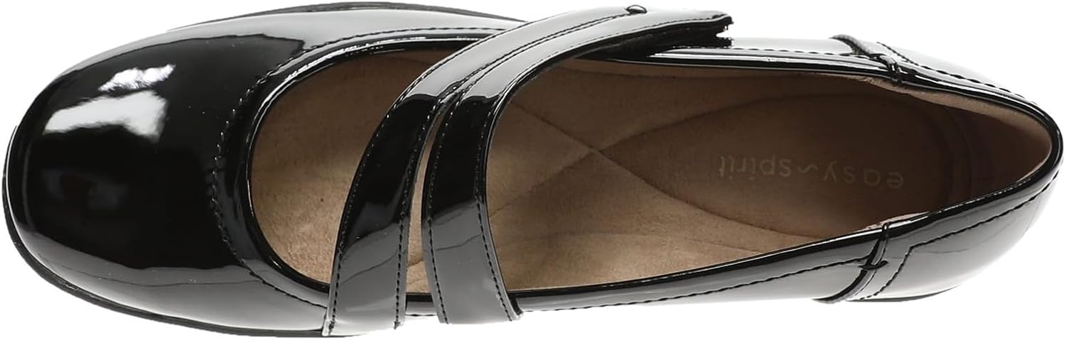 Easy Spirit レディース Aranza Mary Jane フラット, ブラック パテント, 23.5 cm W