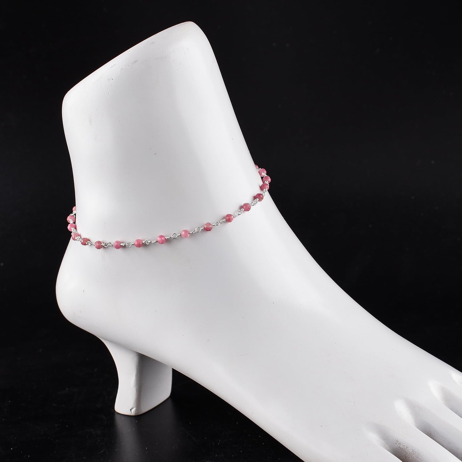 YANARA Gemstone Anklet for Women Dainty Boho Summer Beach Jewelry for Girls Handmade Rosary Charm Ankle Bracelets for her 9+1.5 inch Gifts For Her - Image 2