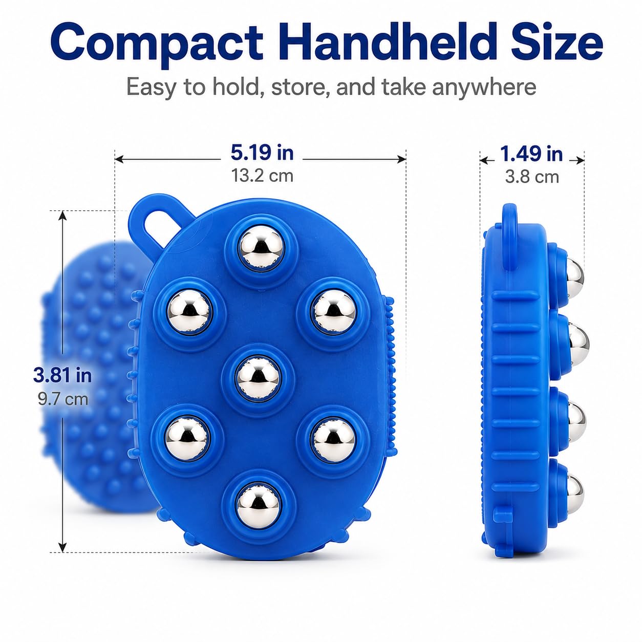 Lymphmassagehandschuhe, 2 Stück, Handmassageball mit 7 360-Grad-Metall-Rollkugeln, Massagehandschuhbürste für Schönheitskörperpflege, 13 x 9,5 x 3,8 cm