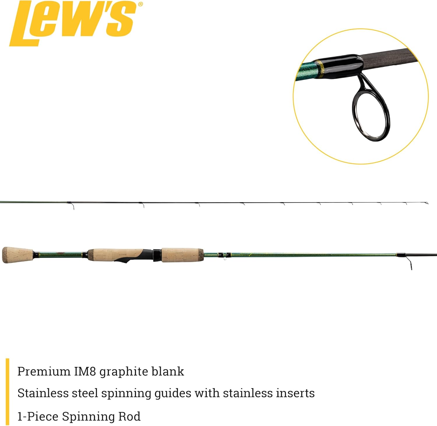 Lew's Wally Marshall Classic Signature Series Spinning Fishing Rod, IM8 Graphite Blank, Split-Grip Cork Handle