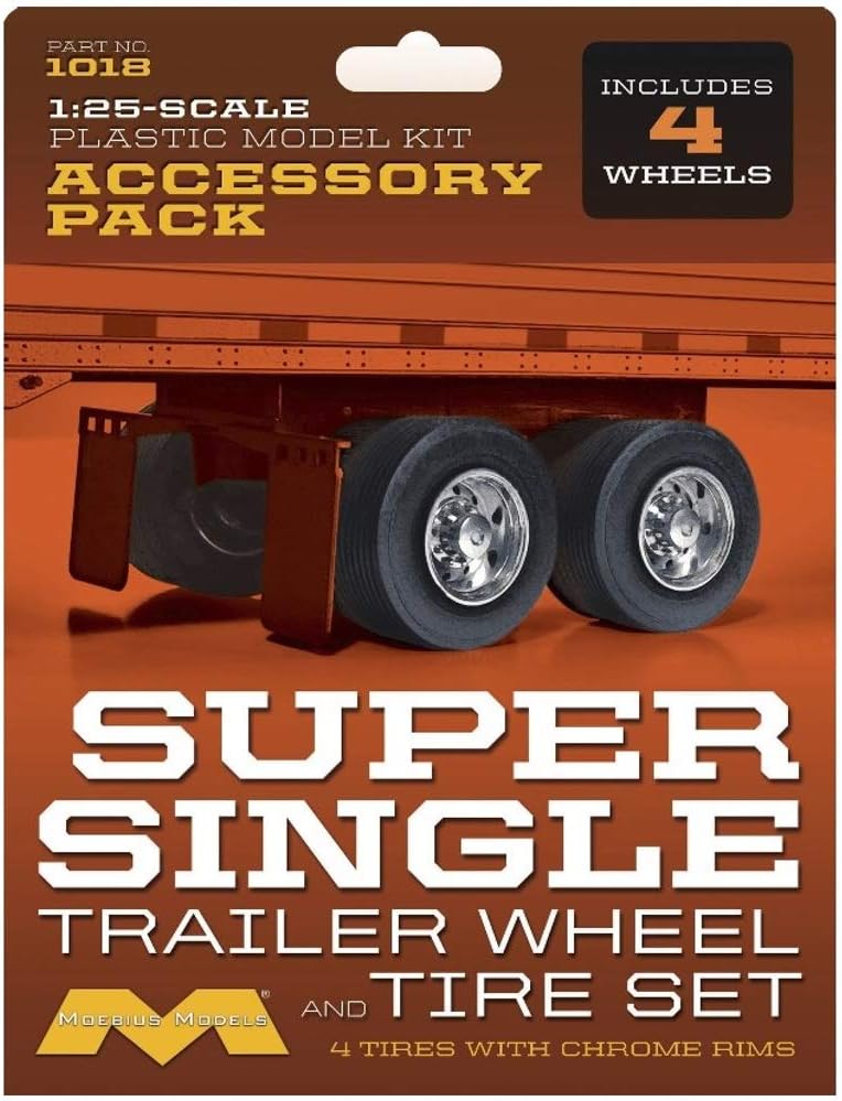 Pegasus Hobbies 1/25 Super Single Trailer Wheel & Tire Set (4), MOE1018