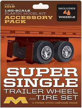 Pegasus Hobbies 1/25 Super Single Trailer Wheel & Tire Set 4, MOE1018