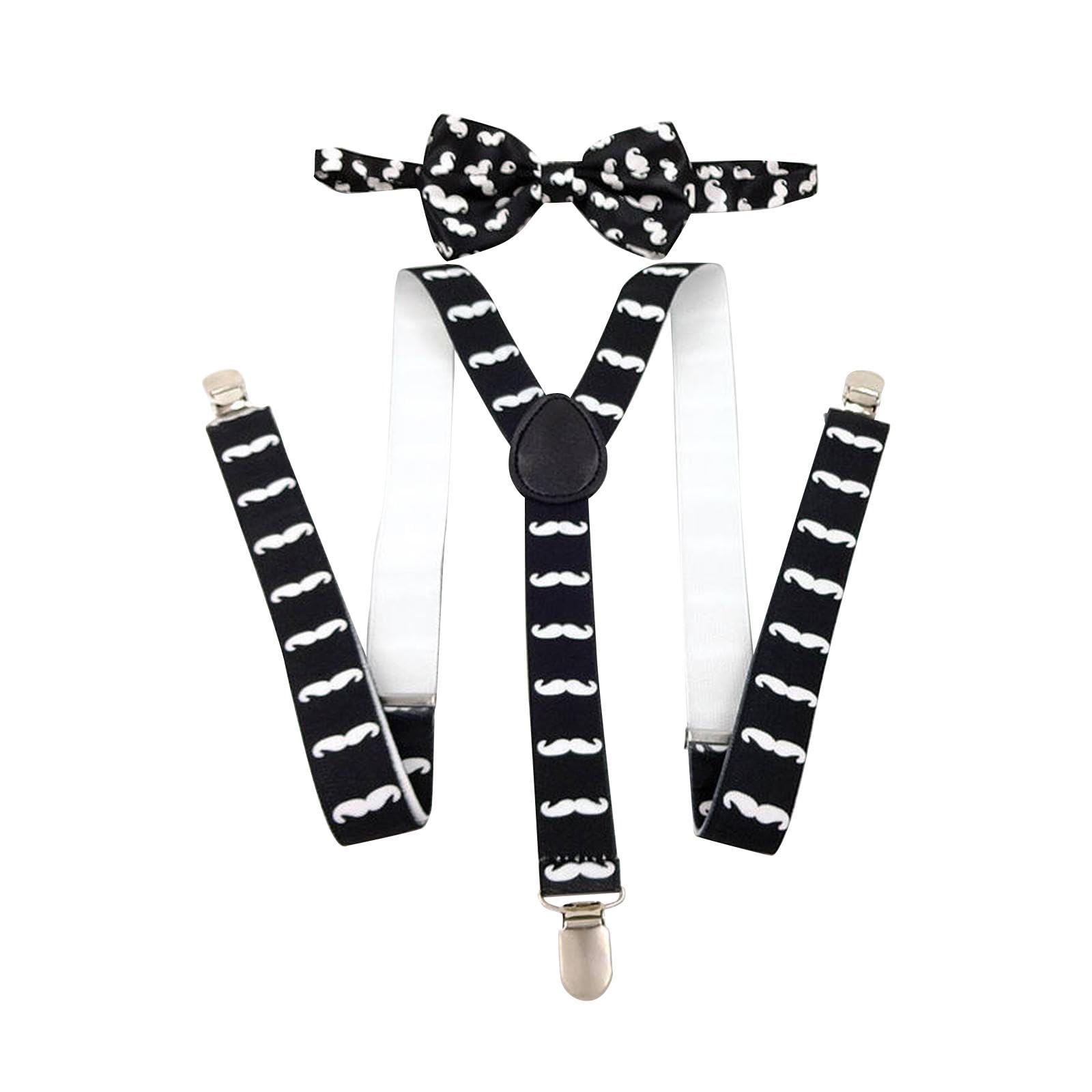 Mens Suspenders with Bow Tie Elastic for Formal Wear Wedding Performance Beard-image-13
