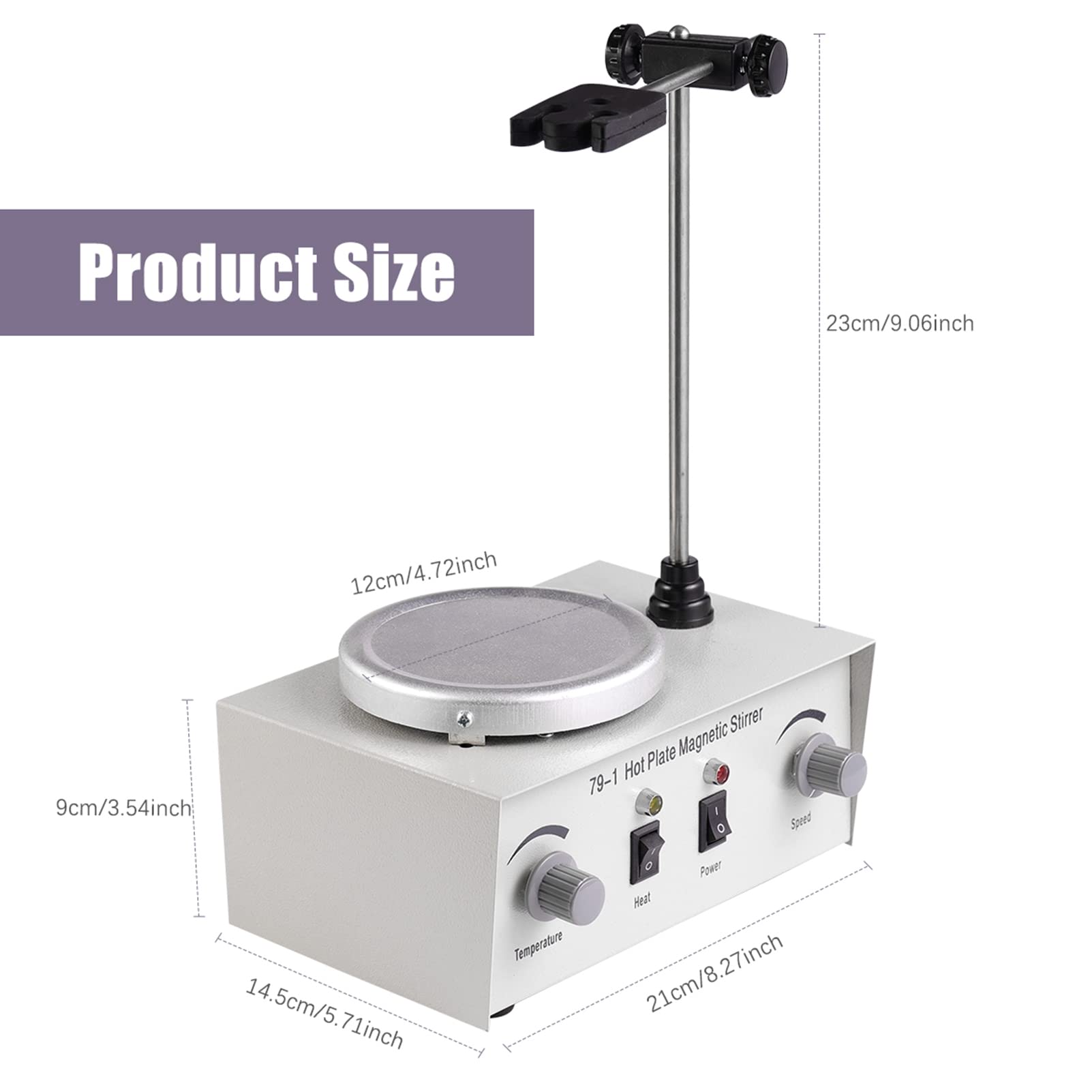 Mezclador De Control Dual De Calentamiento De Laboratorio, Máquina Mezcladora De Laboratorio De Agitador Magnético De Calentamiento, Agitador Magnético De Placa Caliente De 250W 1000ml, 0-2400RPM