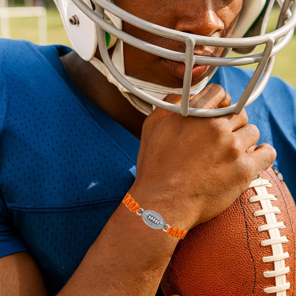 Sportybella Football Bracelet - Adjustable Paracord Charm Bracelet. Unisex Football Gifts