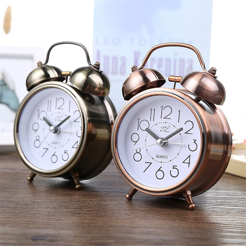 Sveglia Orologi A Puntatore Silenzioso Bell Night Light Suona Forte Con Luce Sul Comodino Home Decor(Blue,White)